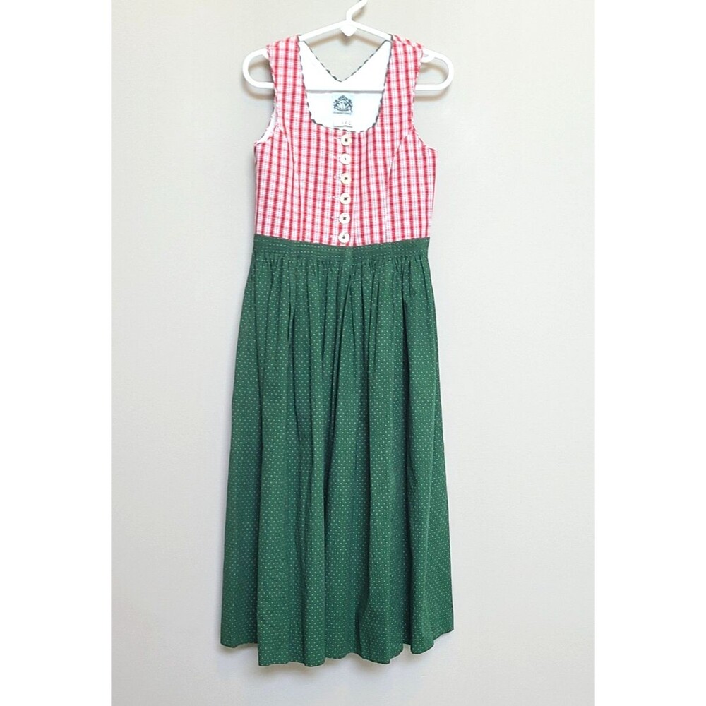 Girls German Hammerschmid Dress Oktoberfest Size 122 Red Plaid Green white dot